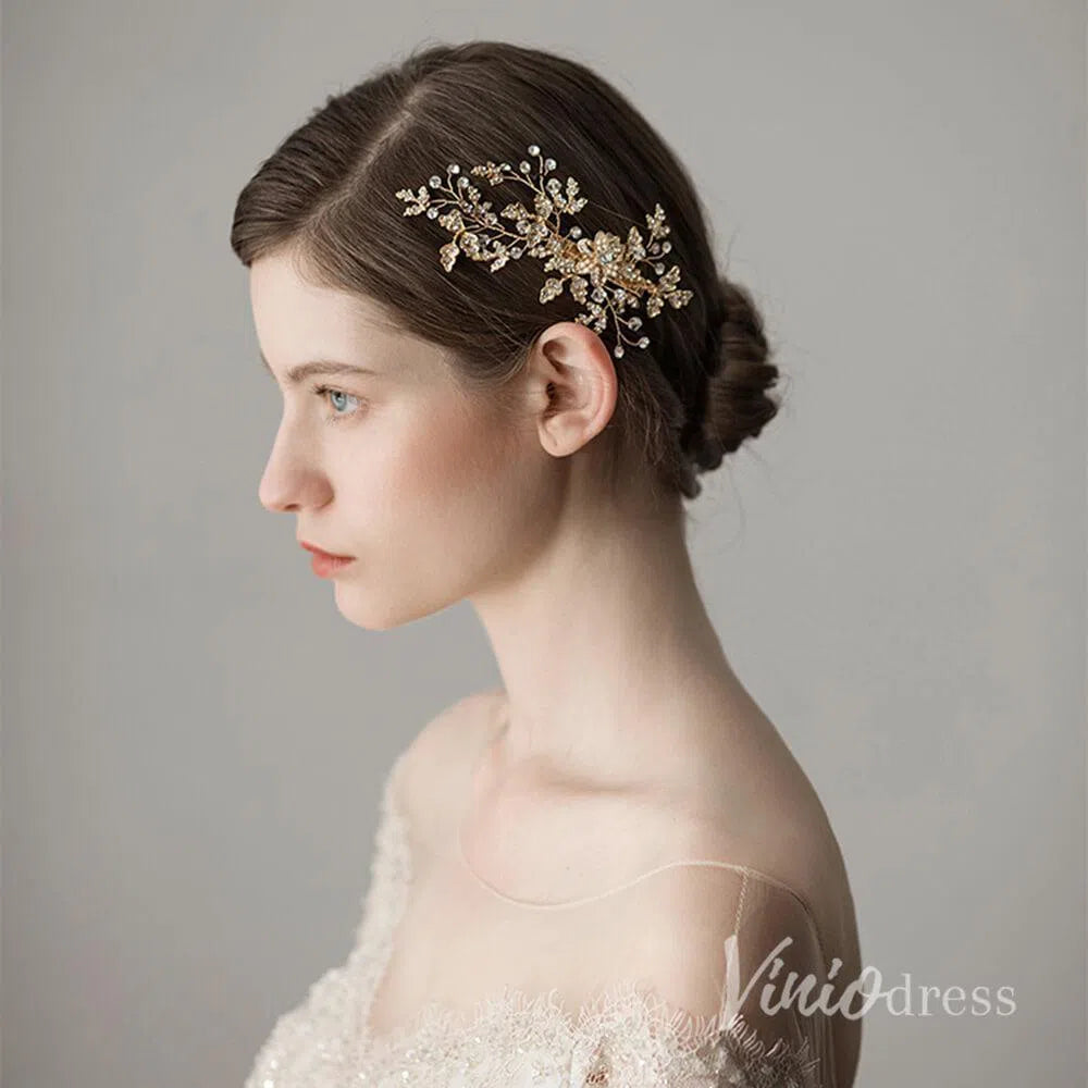 Gold Bridal Hair clips Viniodress ACC1128-Headpieces-Viniodress-Gold-Viniodress