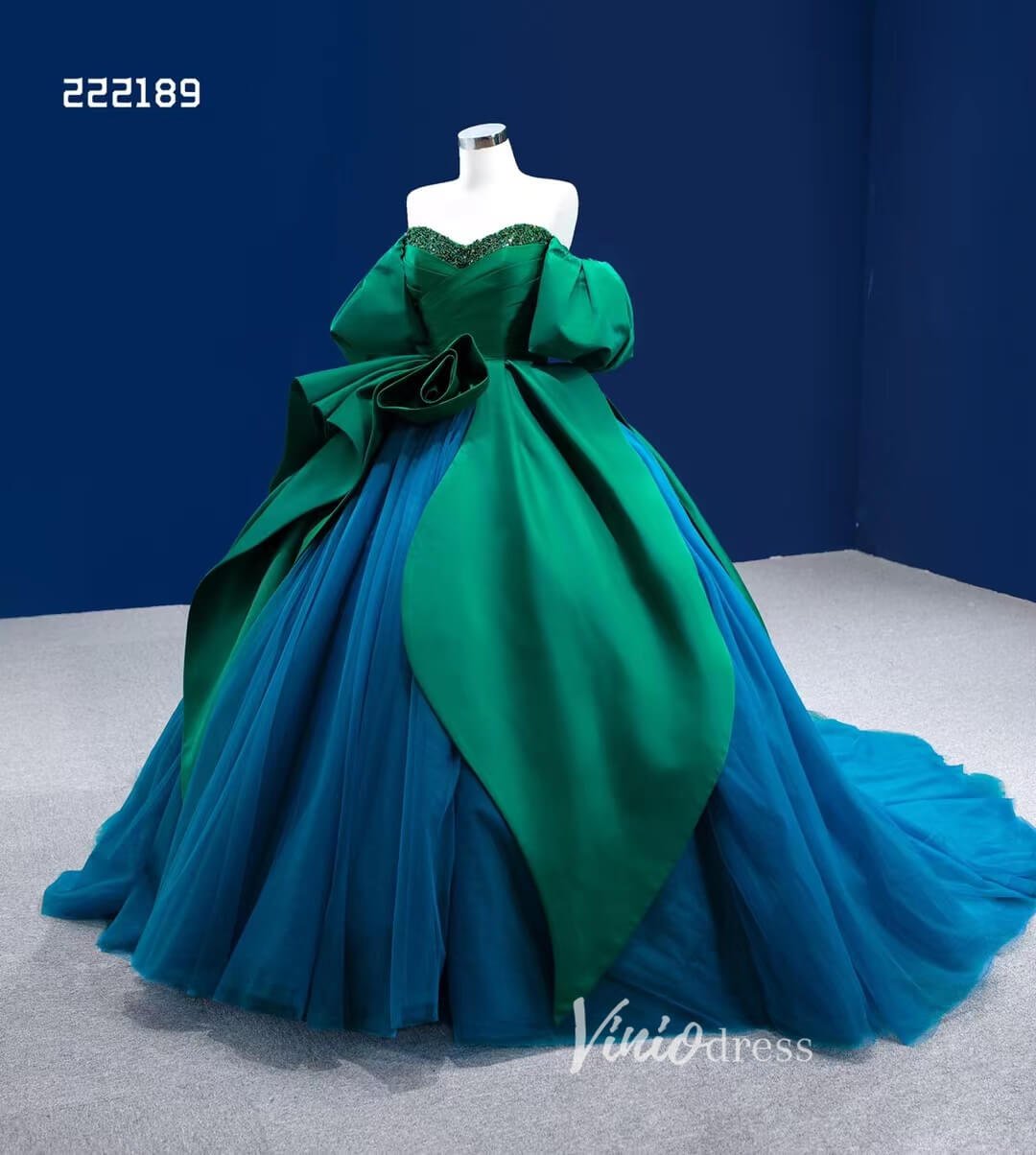 Green Peacock Wedding Dress Sweet 16 Dress Cinderella Ball Gown 222189 – Viniodress