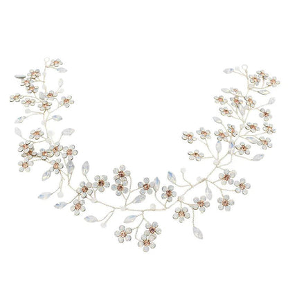 Hand-Made Crystal Floral Bridal Headband Viniodress ACC1121-Headpieces 2025 -Viniodress-Silver-