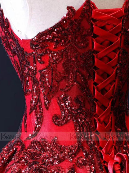 Haute Couture Burgundy Wedding Dresses Vintage Ball Gowns 66948 viniodress-prom dresses 2025 -Viniodress-Burgundy-Custom Size-