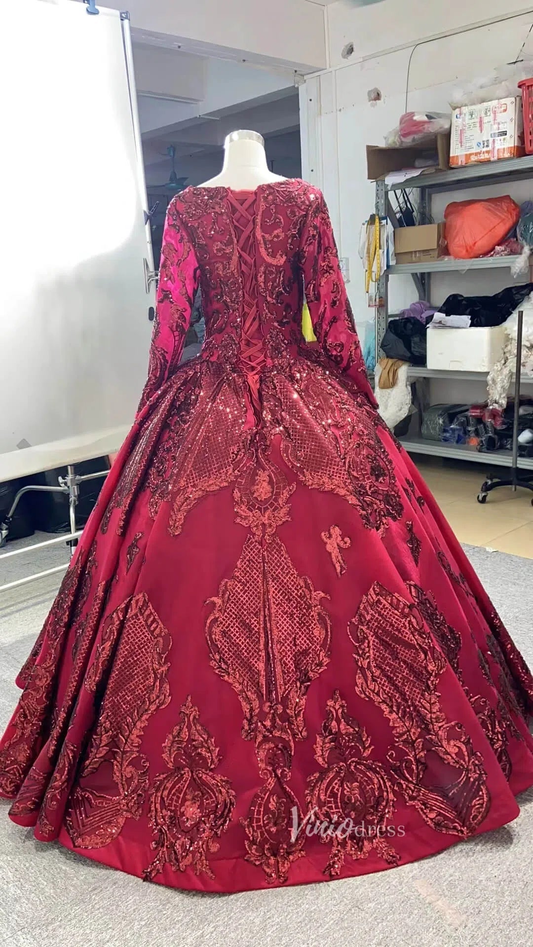 Haute Couture Burgundy Wedding Dresses Vintage Ball Gowns 66948 viniodress-prom dresses 2025 -Viniodress-Burgundy-Custom Size-