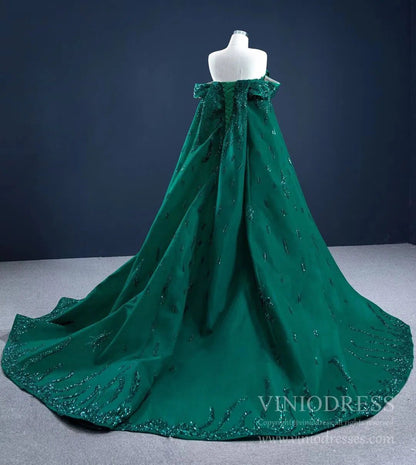 Haute Couture Green Cape Prom Dresses Sequin Pageant Gown 67231 viniodress-prom dresses 2025 -Viniodress-As Picture-Custom Size-