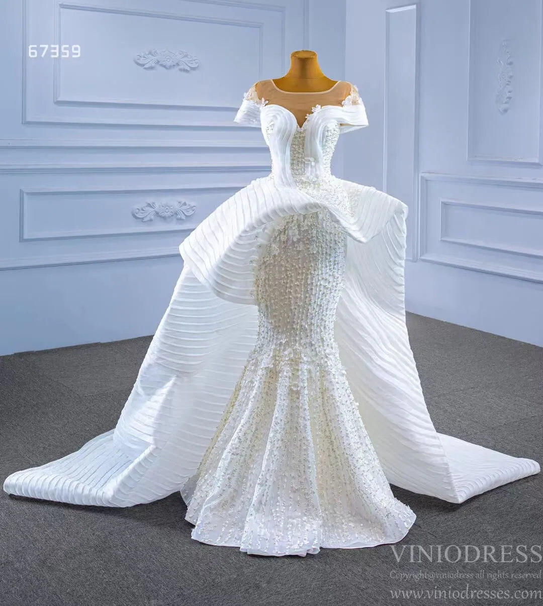 Haute Couture Mermaid Overskirt Wedding Dress 67359 Viniodress-wedding dresses 2025 -Viniodress-Ivory-Custom Size-