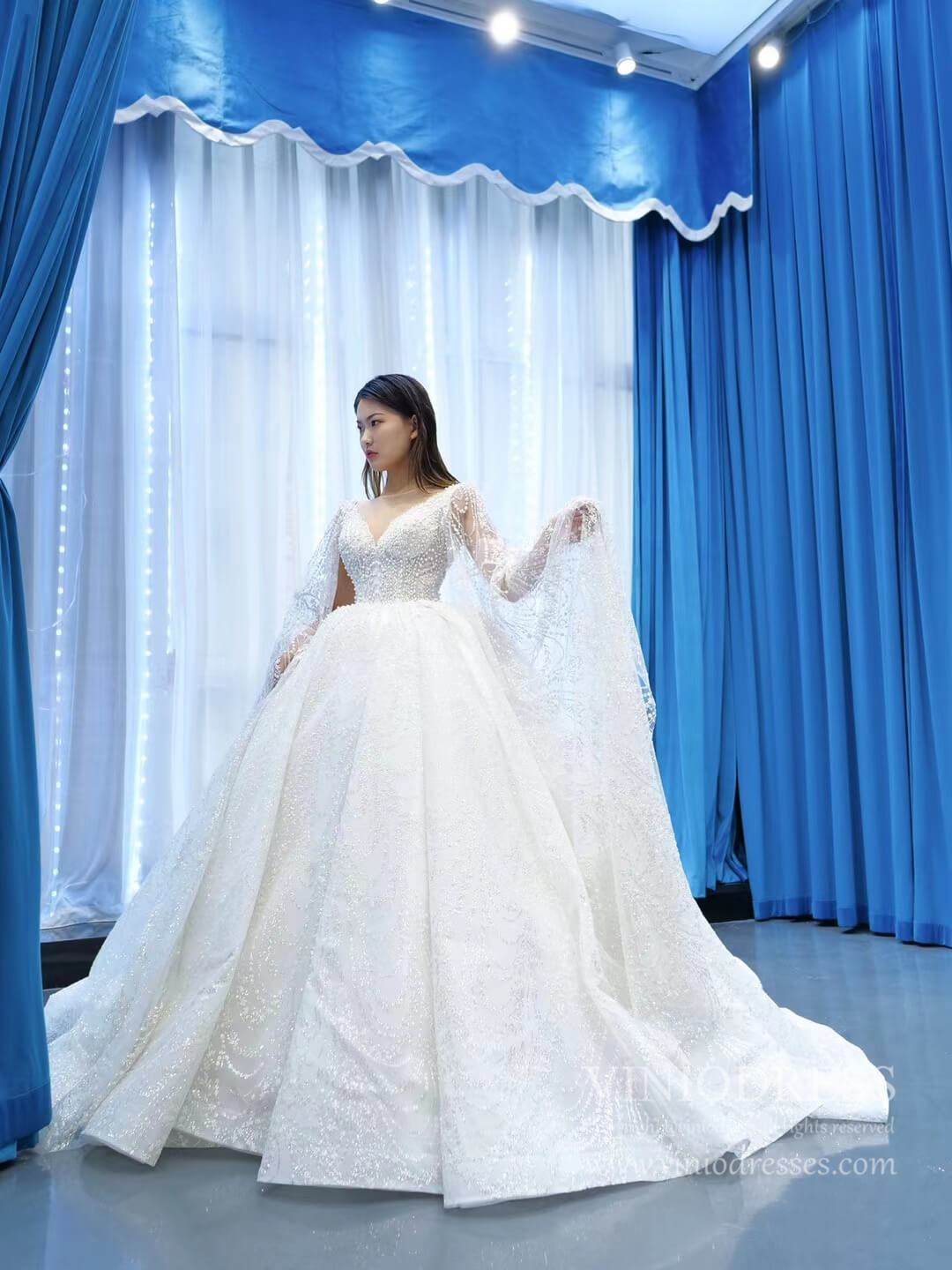 Haute Couture Wedding Gowns Watteau Train Wedding Dresses 67228-wedding dresses 2025 -Viniodress-Ivory-Custom Size-