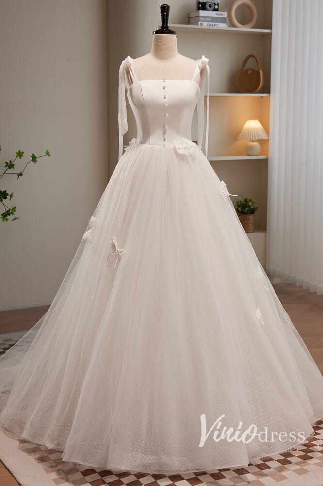 Ivory Dotted Tulle Prom Dresses Spaghetti Strap Formal Dress AD1047-prom dresses 2025 -Viniodress-Ivory-Custom Size-