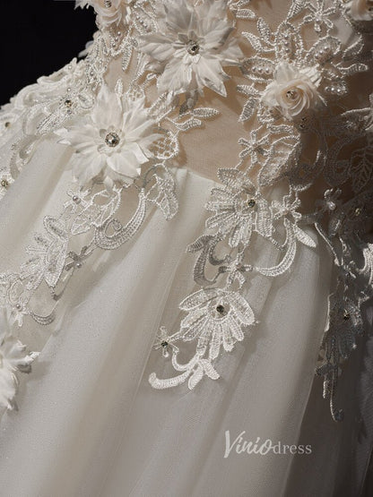Ivory Lace Applique Prom Dresses Off the Shoulder Sheer Bodice BJ024-prom dresses 2025 -Viniodress-Ivory-Custom Size-