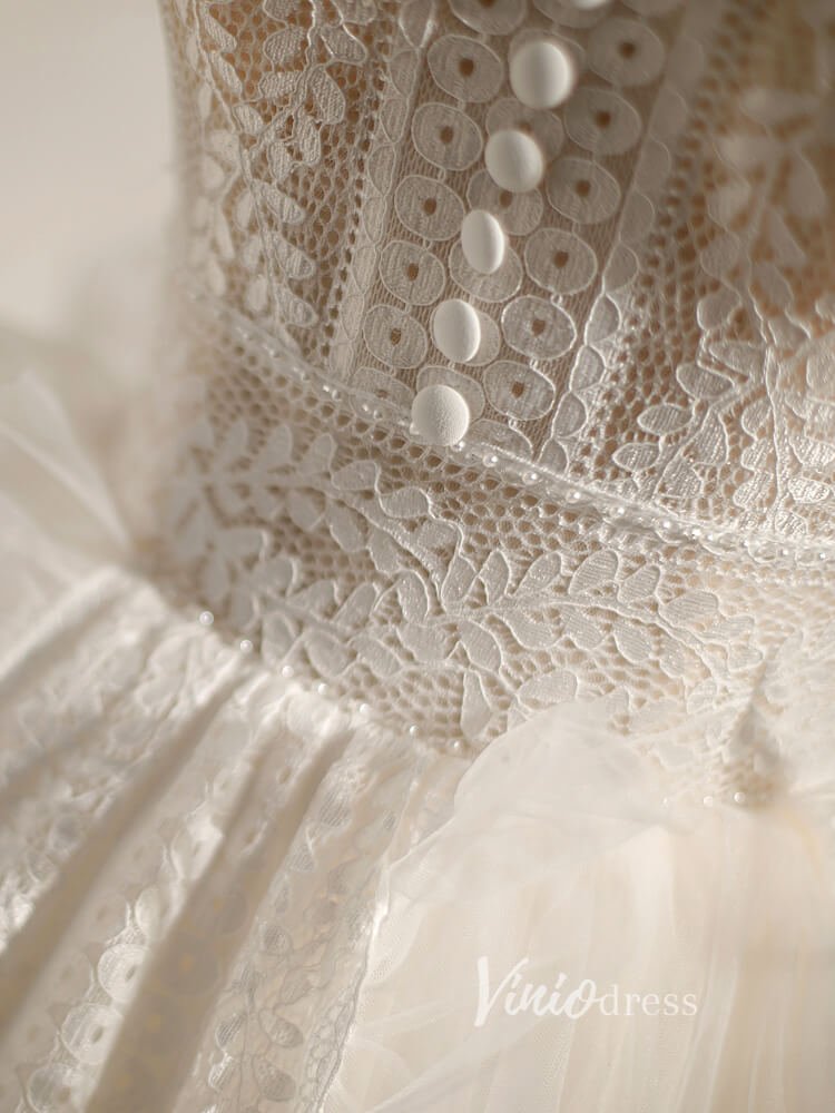 Lace Homecoming Dresses Spaghetti Strap Graduation Dress SD1459-Dresses 2025 -Viniodress-Ivory-Custom Size-