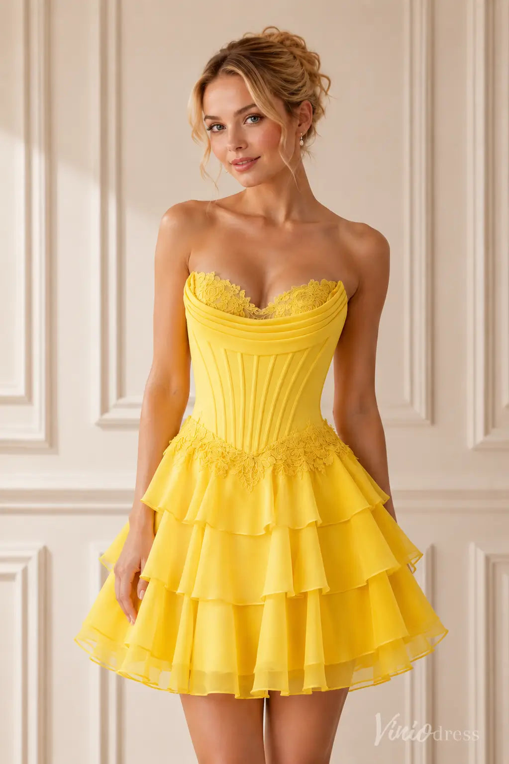 S26057-Homecoming Dresses 2026-Viniodress-Yellow-Custom Size – Add Measurements in Cart-