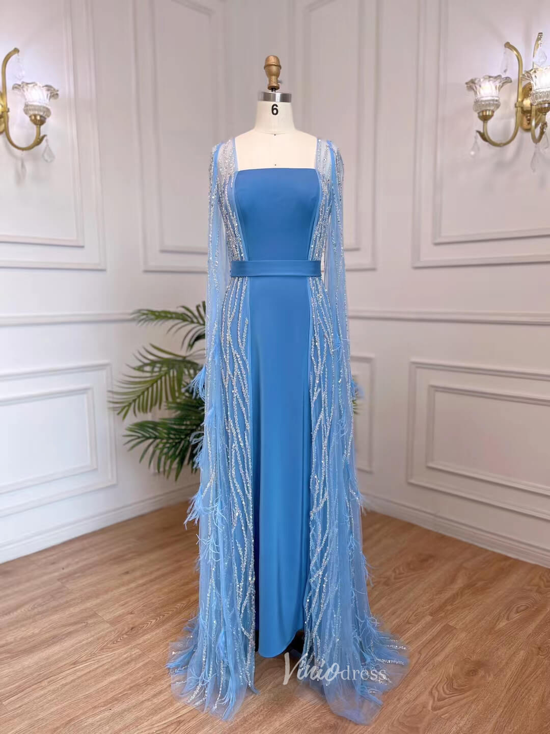 Lavender Beaded Convertible Evening Dresses Sheath Mother of the Bride Dress 20052-Evening Dresses 2025 -Viniodress-Lavender-US 2-
