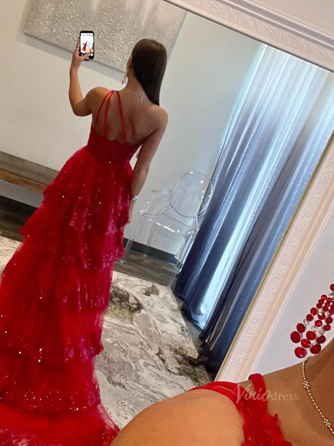 Lavender Ruffle Prom Dresses Skirt with Slit One Shoulder Formal Dresses FD3637C-prom dresses 2025 -Viniodress-Lavender-Custom Size-