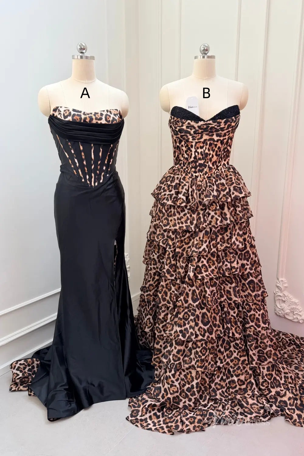 Leopard Print Corset Prom Dresses with High Slit Animal Pattern Evening Gowns SS335-Prom Dresses 2026-Viniodress-A-Custom Size – Add Measurements in Cart-