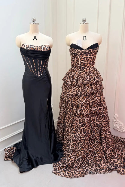 Leopard Print Corset Prom Dresses with High Slit Animal Pattern Evening Gowns SS335-Prom Dresses 2026-Viniodress-A-Custom Size – Add Measurements in Cart-