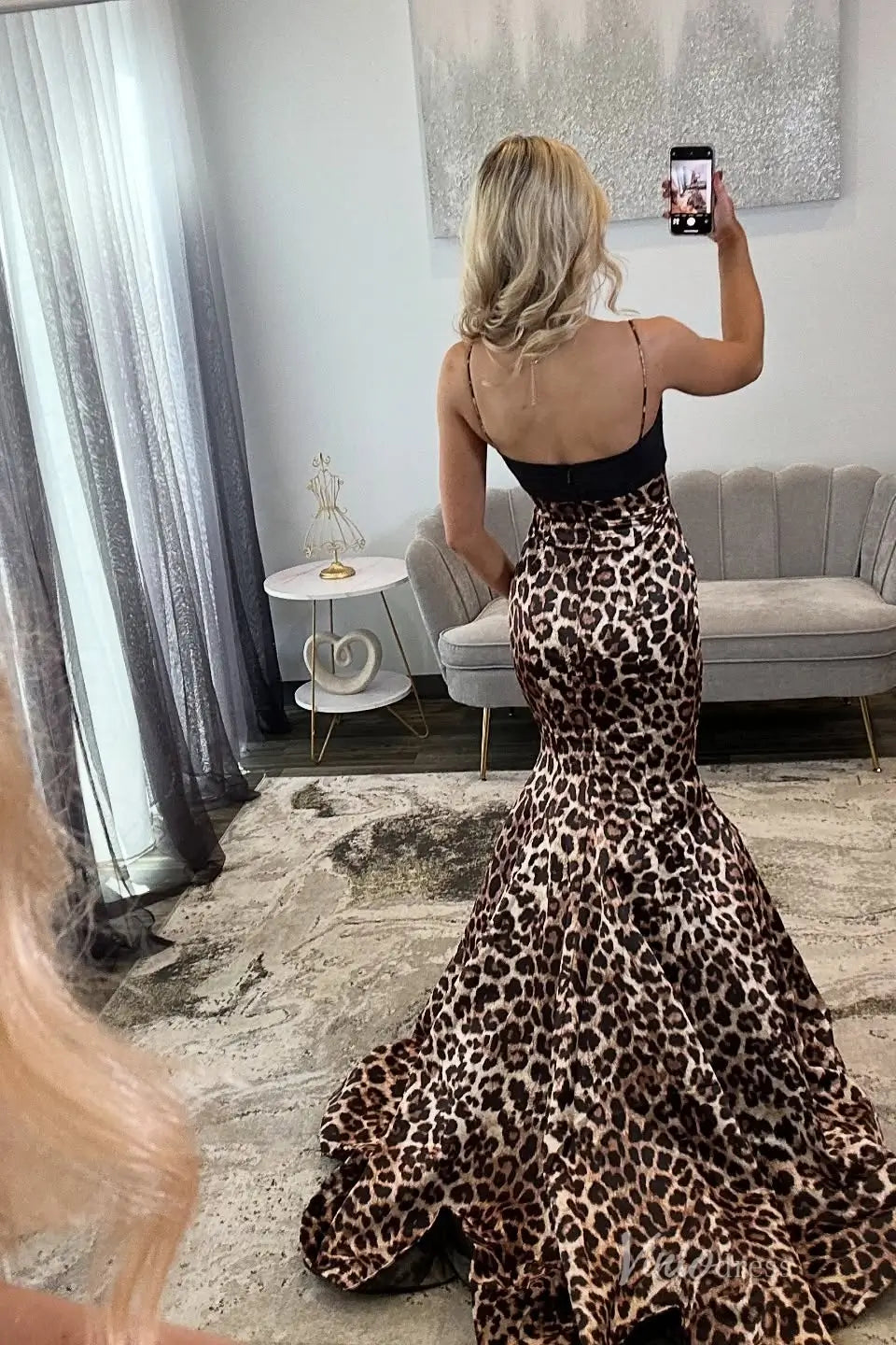 Leopard Print Mermaid Prom Dresses with Bow Detail & Spaghetti Strap S – Viniodress