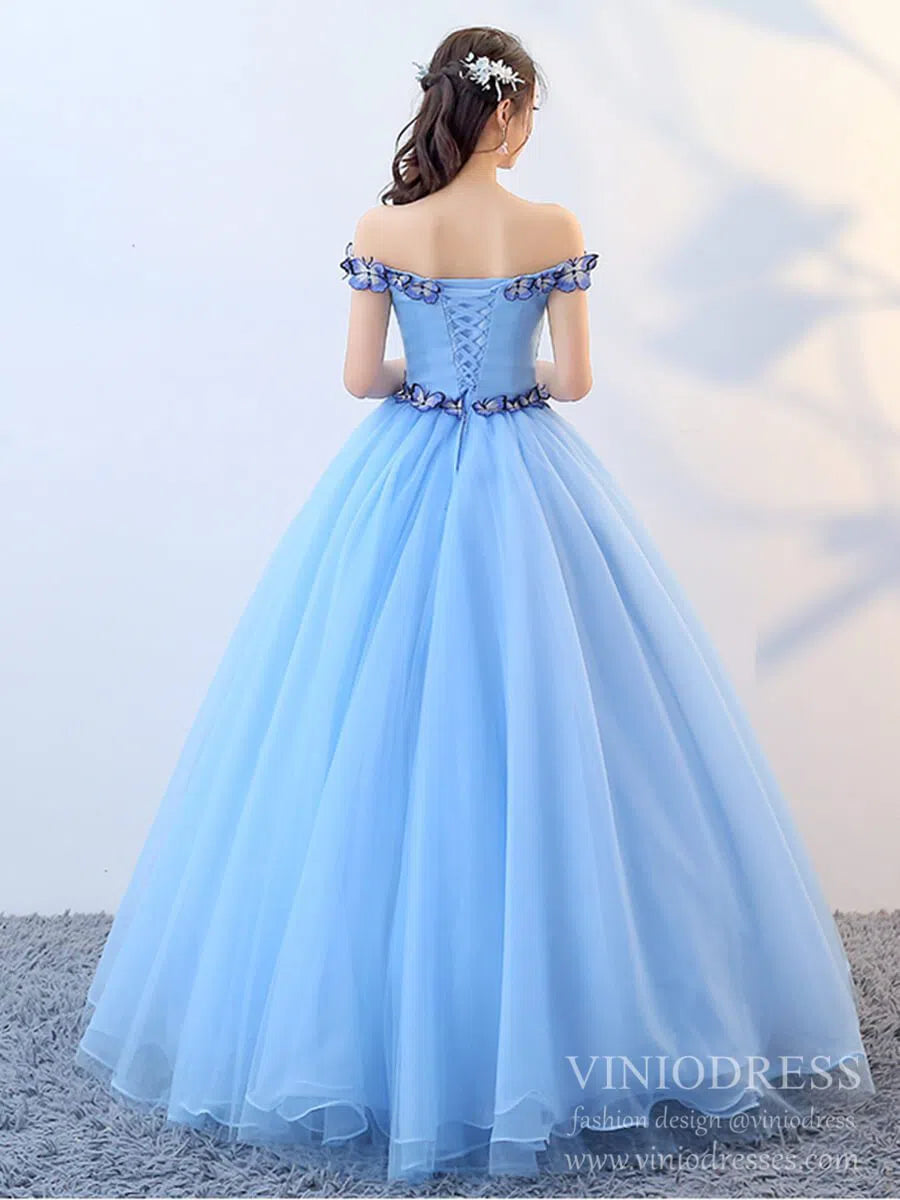 Light Blue Butterfly Quinceanera Dress Sweet 16 Dresses FD2280 – Viniodress