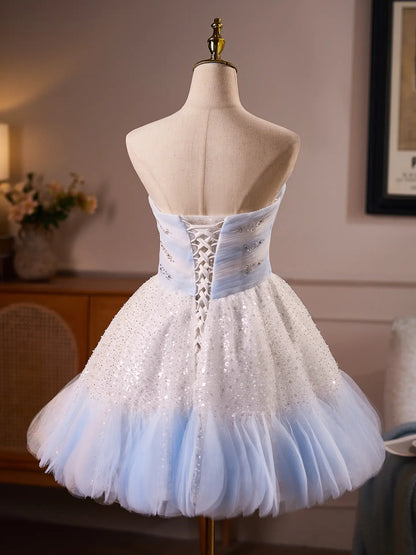 Light Blue Ombré Homecoming Dress with Draped Bodice & Sparkly Tulle Skirt -BJ121-Homecoming Dresses 2026-Viniodress-Light Blue-Custom Size – Add Measurements in Cart-