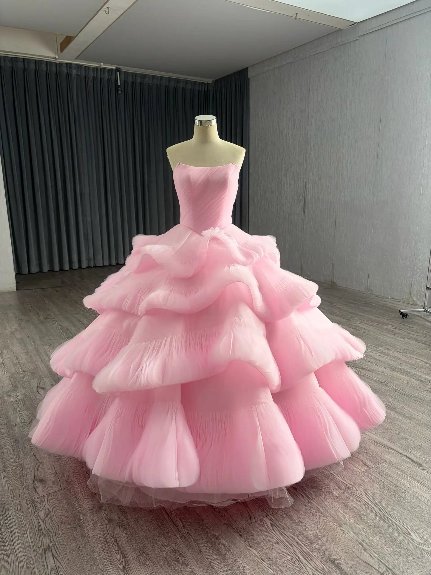 Light Blue Tiered Debutante Gown | Strapless Corset Back Ruffle Wedding Dress 251051-Quinceanera Dresses 2026-Viniodress-Light Blue-US2/UK6/EU32-