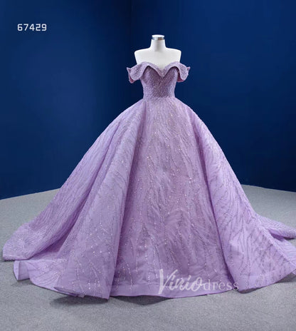 Lilac Sweet 16 Dress Beaded Ball Gown Wedding Dresses 67429-wedding dresses 2025 -Viniodress-Lilac-Custom Size-