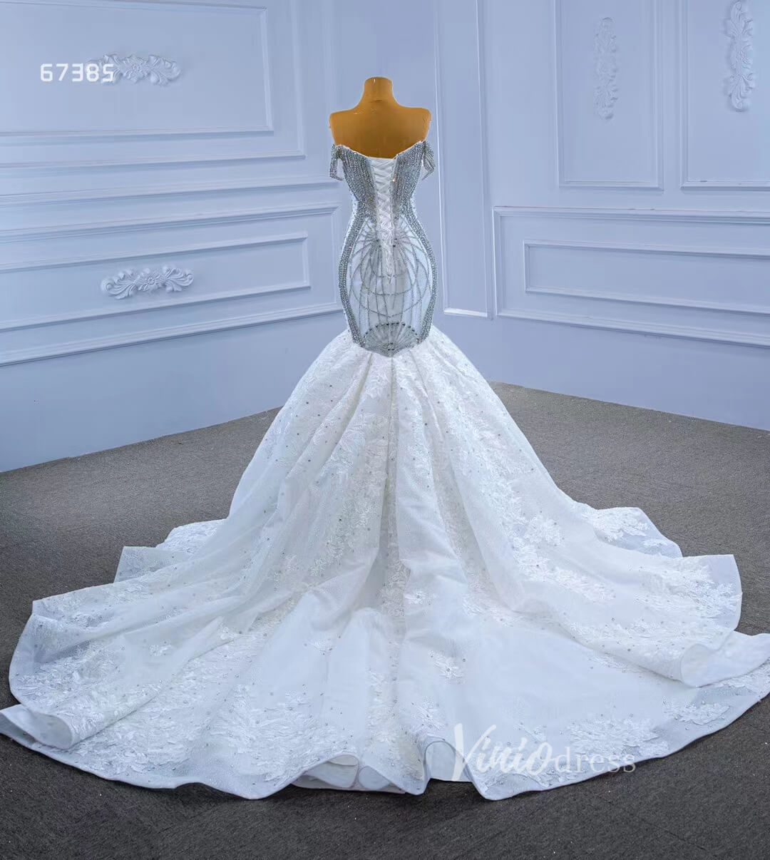 Luxury Beaded Lace Mermaid Wedding Dresses-wedding dresses 2025 -Viniodress-Ivory-Custom Size-