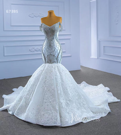 Luxury Beaded Lace Mermaid Wedding Dresses-wedding dresses 2025 -Viniodress-Ivory-Custom Size-