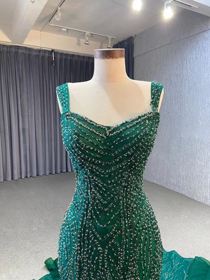 Luxury Beaded Mermaid White Wedding Dresses 222147-wedding dresses 2025 -Viniodress-Green-Custom Size-
