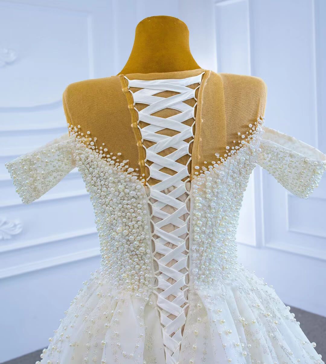 Luxury Pearl Wedding Dresses with Removable Sleeves VW2028-wedding dresses 2025 -Viniodress-As Picture-Custom Size-