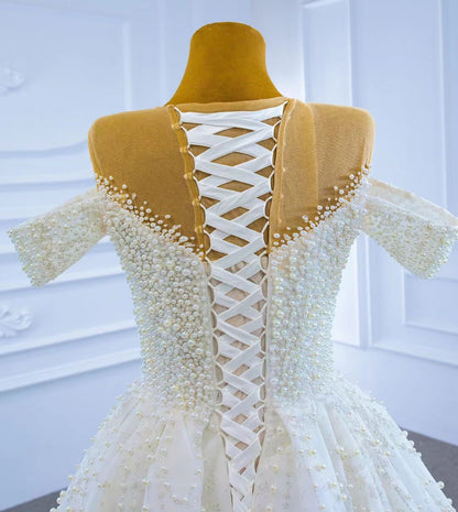 Luxury Pearl Wedding Dresses with Removable Sleeves VW2028-wedding dresses 2025 -Viniodress-As Picture-Custom Size-
