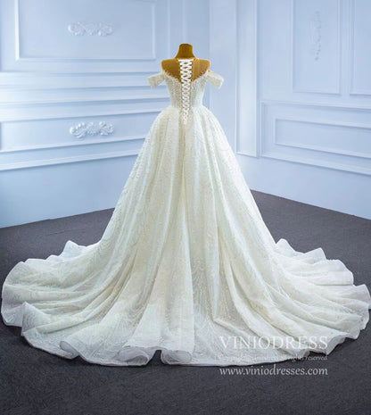 Luxury Pearl Wedding Dresses with Removable Sleeves VW2028-wedding dresses 2025 -Viniodress-As Picture-Custom Size-