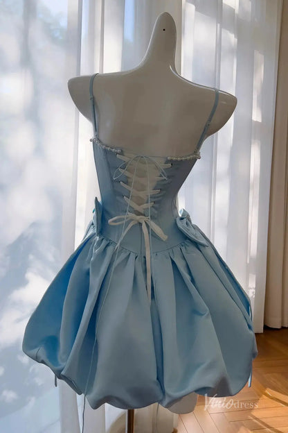 Luxury Rhinestone Corset Mini Homecoming Dress with Bubble Skirt and Lace-Up Back – H1120