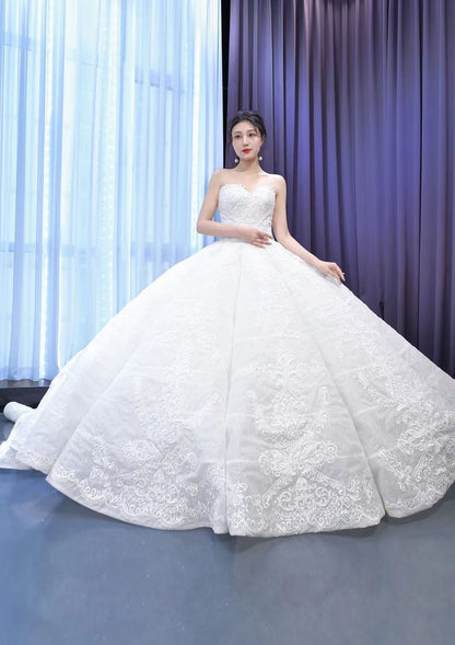 Luxury Strapless Ball Gown Sparkly Beaded Wedding Dress 67430 Viniodress-wedding dresses 2025 -Viniodress-Ivory-Custom Size-
