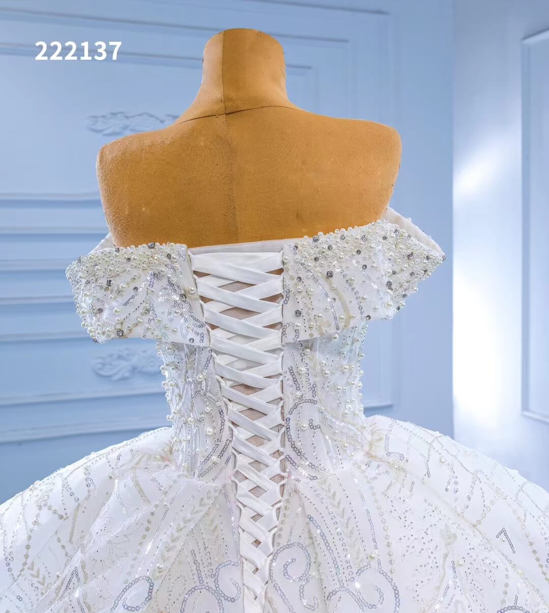 Luxury White Dubai Ball Gown Wedding Dresses Off the Shoulder 222137-wedding dresses 2025 -Viniodress-Ivory-Custom Size-