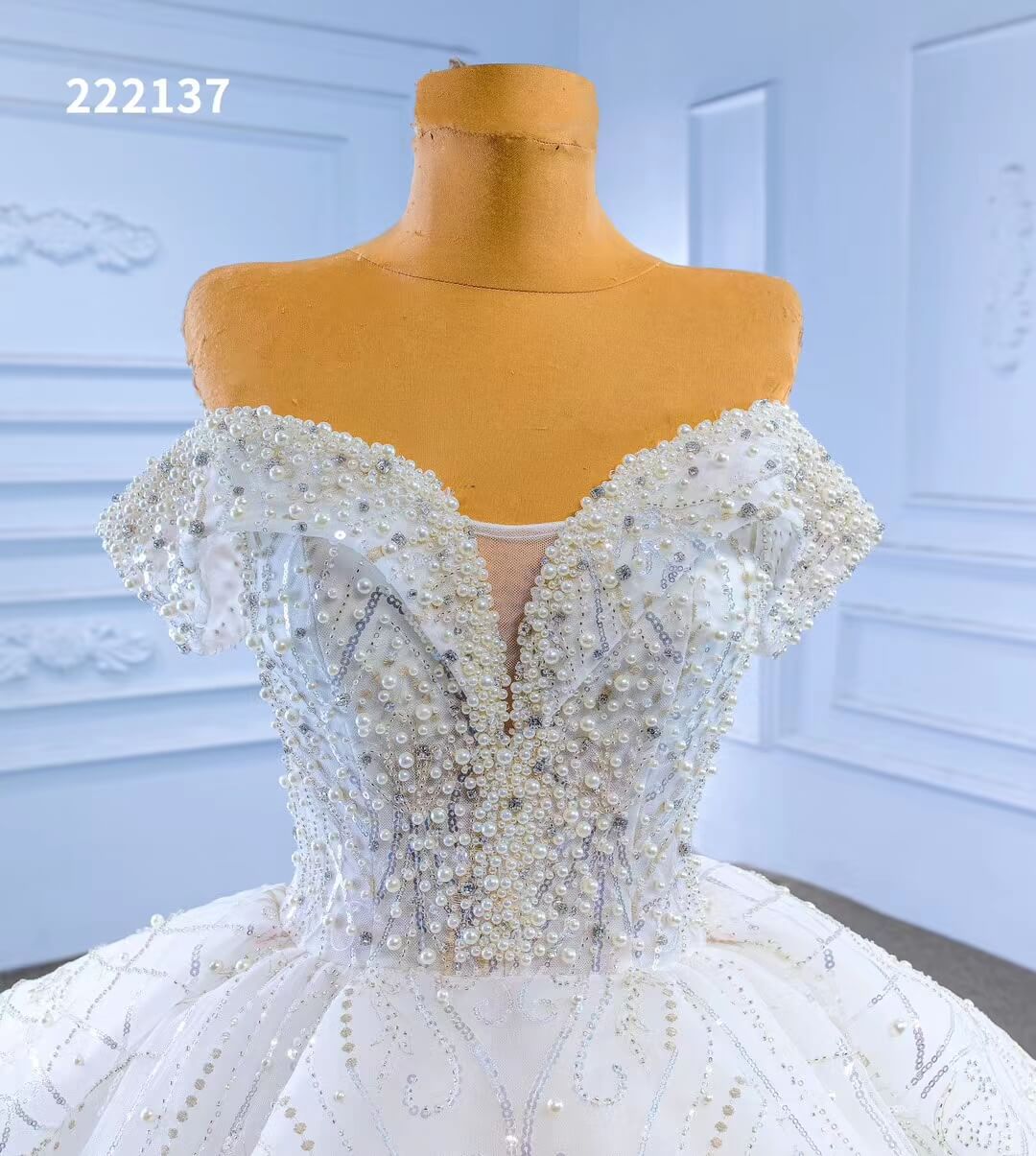Luxury White Dubai Ball Gown Wedding Dresses Off the Shoulder 222137-wedding dresses 2025 -Viniodress-Ivory-Custom Size-