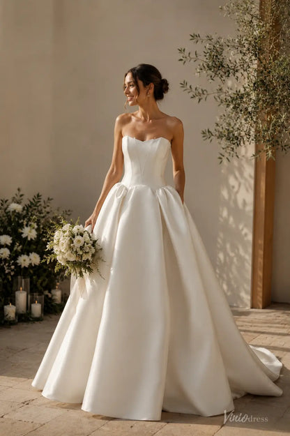Sculptural Ivory Mikado Ball Gown Wedding Dress with Cat-Eye Corset Bodice and Basque Waist - MS183