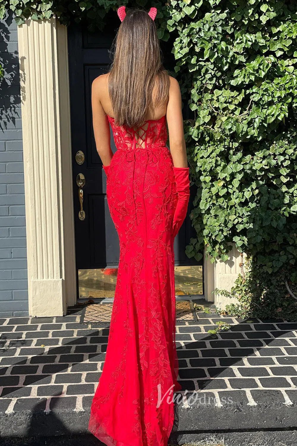 Mermaid Strapless Lace Prom Dresses Long Evening Dress FD1250F-prom dresses 2025 -Viniodress-Light Blue-Custom Size-