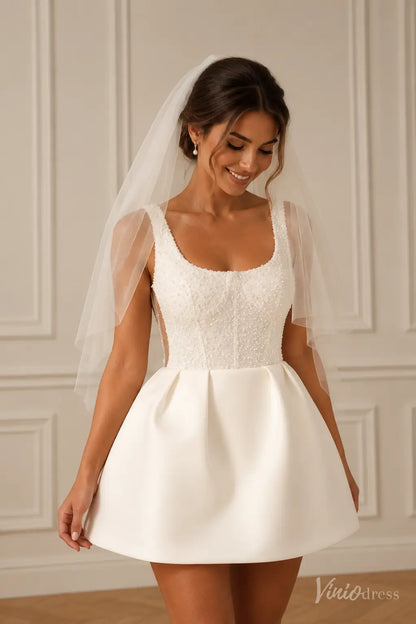 Vestido de novia moderno, entallado y con escote cuadrado – VW2530