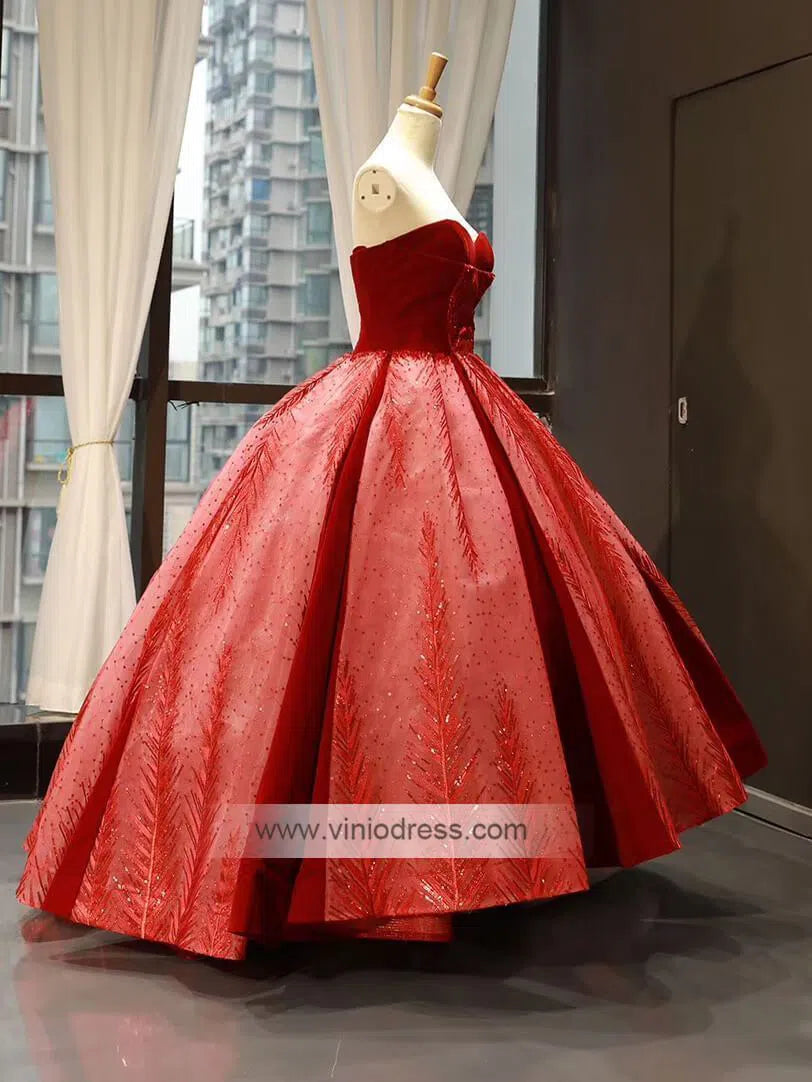 Navy Blue Ball Gown Prom Dresses Red Quinceanera Dress FD1135 viniodress-prom dresses 2025 -Viniodress-Navy Blue-US 2-