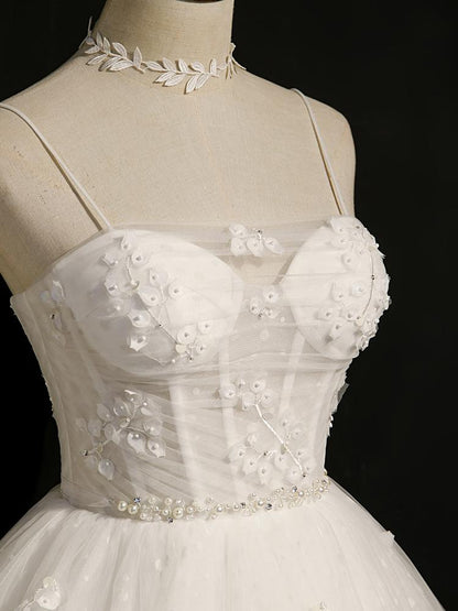 Off White Dotted Lace Homecoming Dresses Spaghetti Strap Party Dress SD1376-Homecoming Dresses 2025 -VINIODRESS-US2-Ivory-