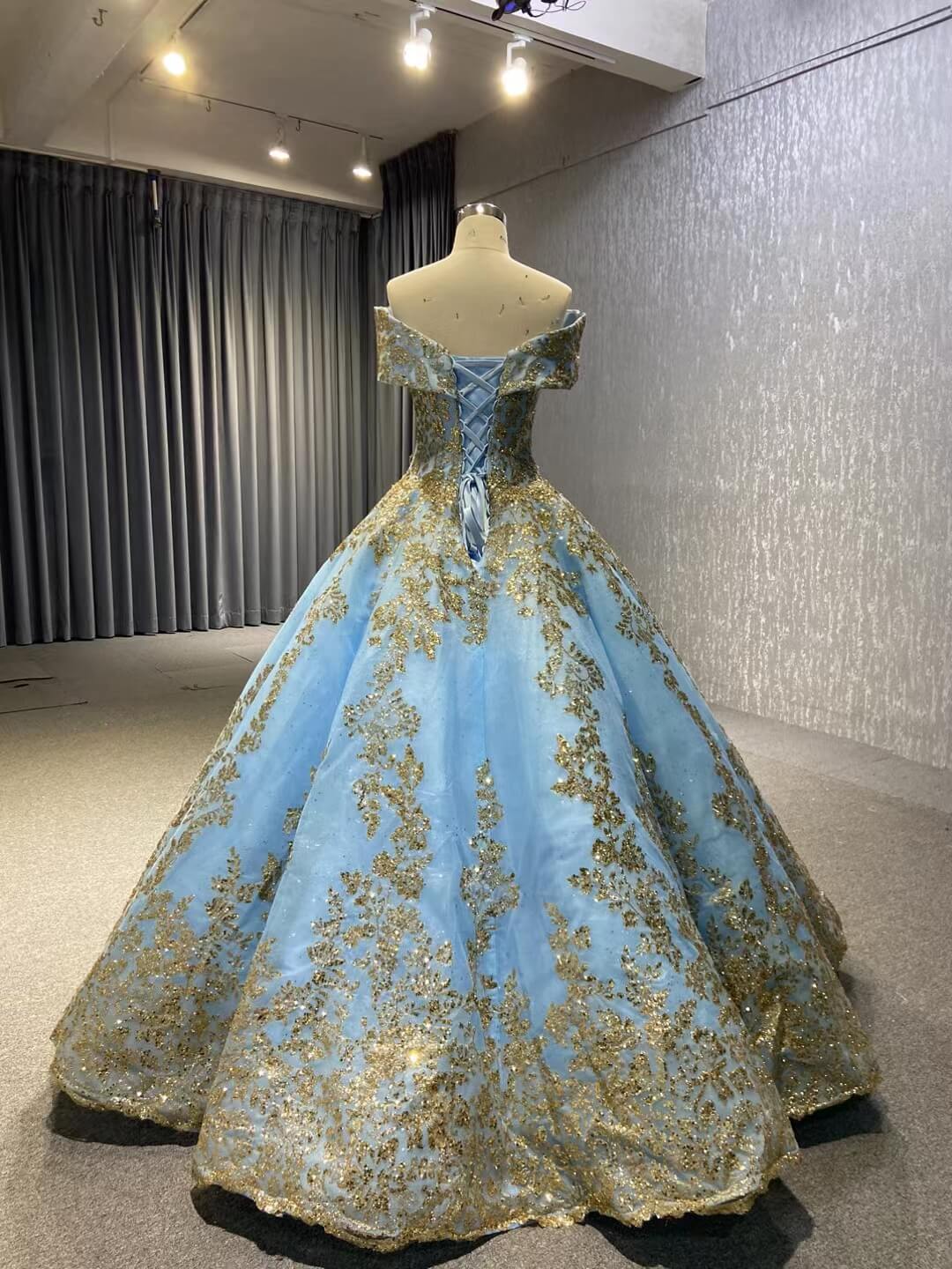 Off the Shoulder Blue Quinceanera Dresses Ball Gown 66949 Floor Length