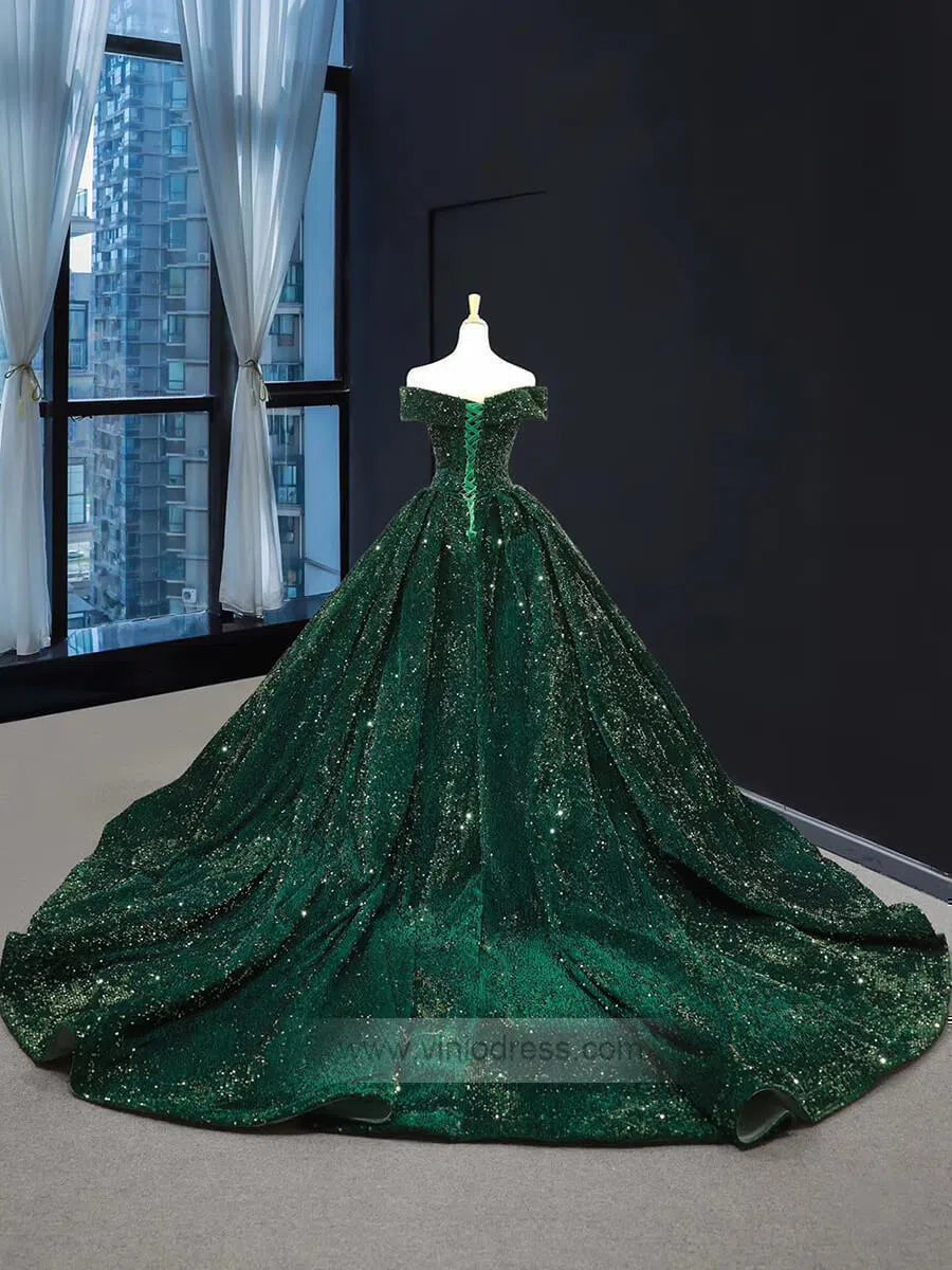Off the Shoulder Green Prom Dresses Plus Size Vintage Ball Gowns 66742 – Viniodress