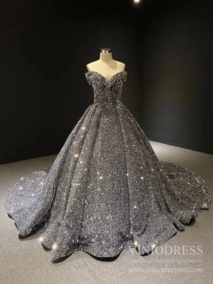 Off the Shoulder Green Prom Dresses Plus Size Vintage Ball Gowns 66742 viniodress-prom dresses 2025 -Viniodress-Grey-Custom Size-