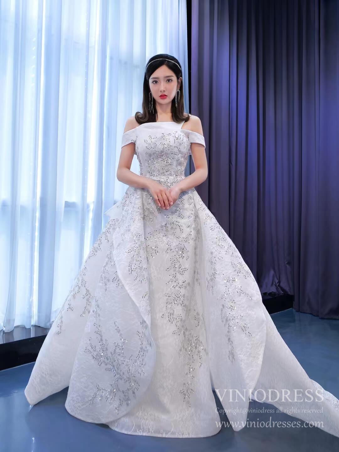 Off the Shoulder Removable Overskirt Wedding Dresses 67336-wedding dresses 2025 -Viniodress-As Picture-Custom Size-