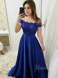 Off the Shoulder Simple Burgundy Prom Dresses for Junior FD1294-prom dresses-Viniodress-Royal Blue-Custom Size-Viniodress