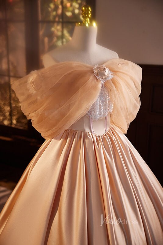 Orange Bow-Tie Quinceanera Dresses Off the Shoulder Formal Gown AD1054 – Viniodress