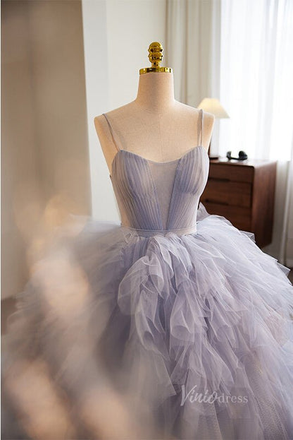 Pink Ruffled Quinceanera Dresses Spaghetti Strap Ball Gown AD1099-Quinceanera Dresses 2025 -Viniodress-Pink-Custom Size-