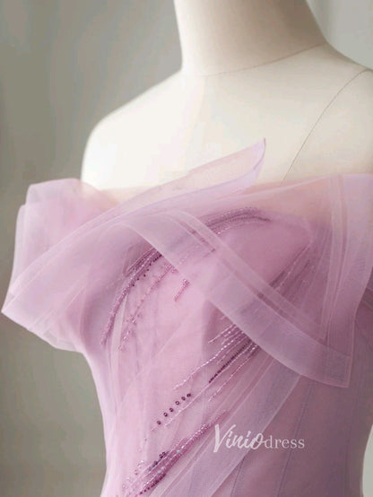 Pink Tulle Prom Dresses Mid-Length Strapless Homecoming Dress FD3225-prom dresses 2025 -Viniodress-Pink-Custom Size-