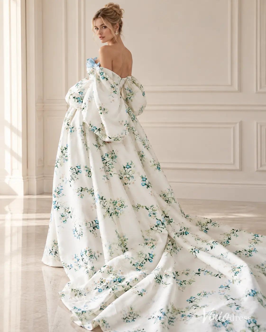 Robes de bal à imprimé floral champagne, encolure perlée, bretelles Spaghetti, robe longue, FD4022