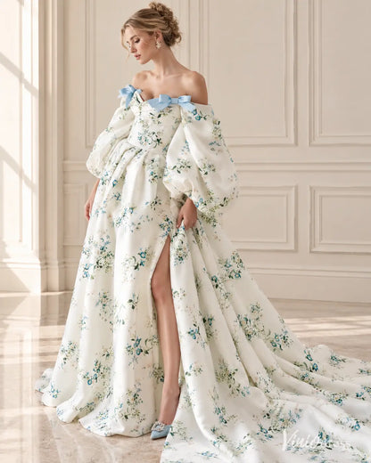 Robes de bal à imprimé floral champagne, encolure perlée, bretelles Spaghetti, robe longue, FD4022