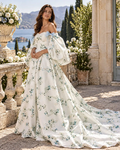 Robes de bal à imprimé floral champagne, encolure perlée, bretelles Spaghetti, robe longue, FD4022