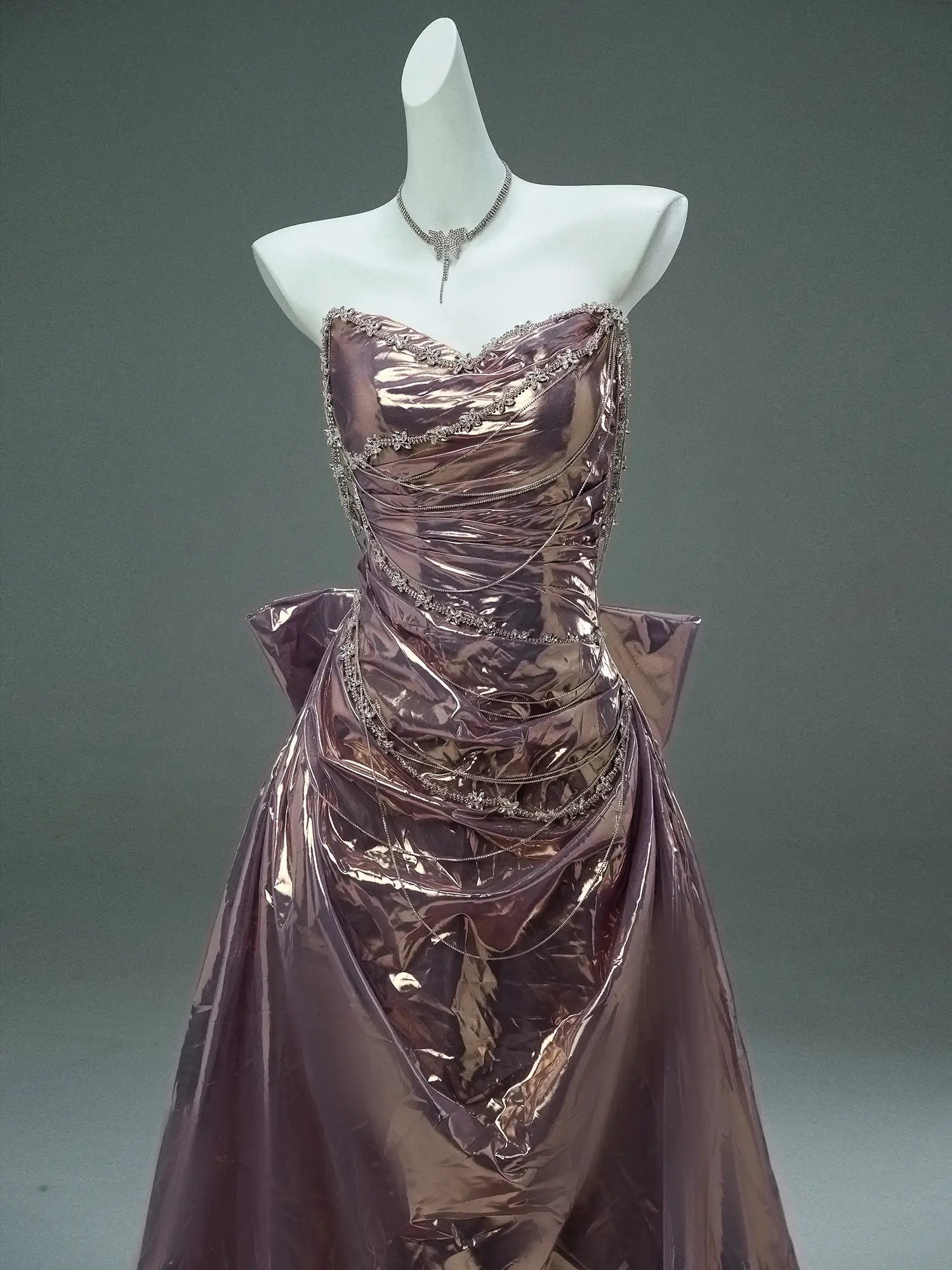 Purple Sparkly Satin Prom Dresses with Sweetheart Neckline, Rhinestones & Bow-Tie - CQ0117-Couture Gown 2025 -Viniodress-Purple-Custom Size-