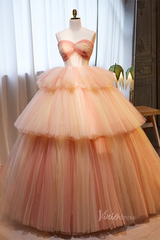 Radiant Ruffled Quinceanera Dresses Strapless Pleated Ball Gown AD1071-Quinceanera Dresses 2025 -Viniodress-Ombre-Custom Size-