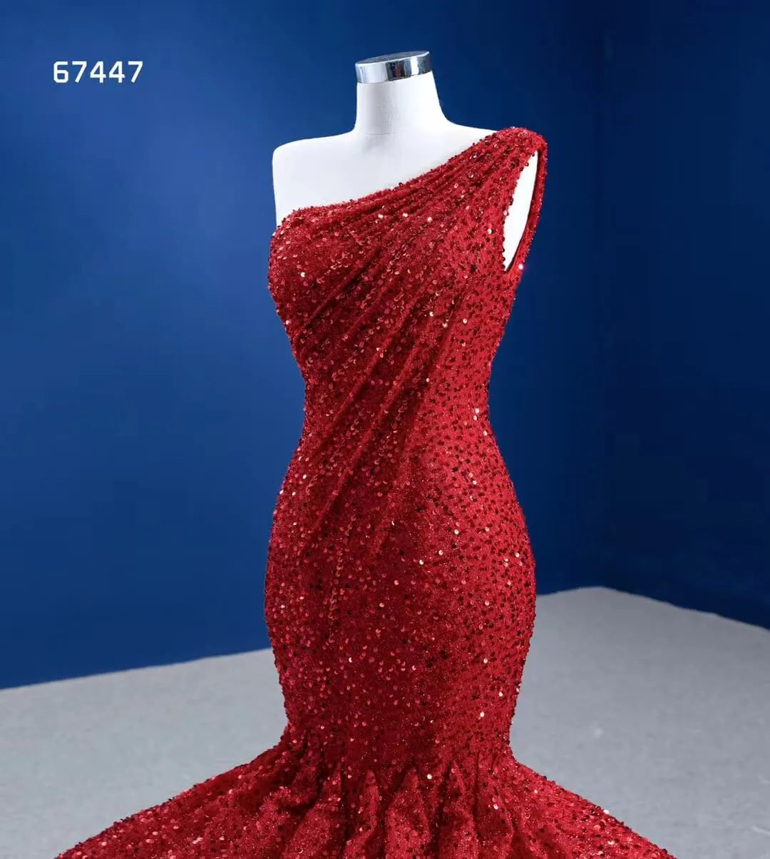 Red Mermaid Wedding Dress Trumpet Pageant Gown 67447-prom dresses 2025 -Viniodress-Red-Custom Size-